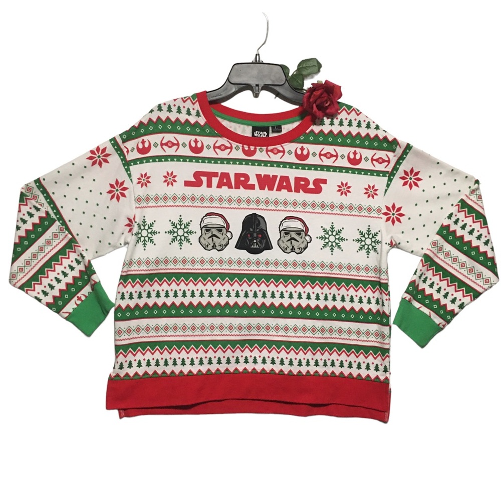 Star Wars Ugly Christmas Holiday Sweatshirt Darth Vader Stormtrooper Fair Isle L